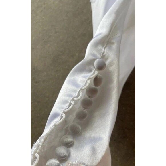 Vintage Bridal Victorian Long Wedding Dress Sz Petite White Ivory Sweetheart - Picture 14 of 16